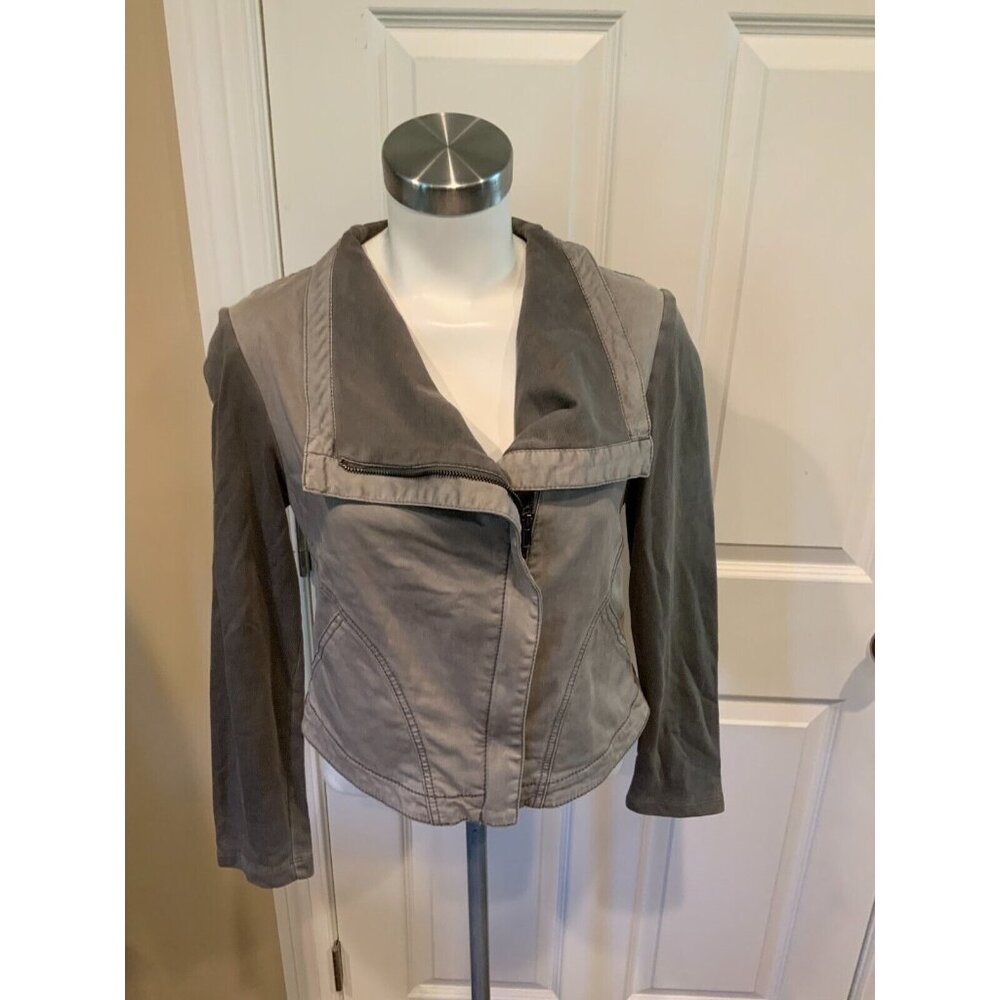 Marrakech Anthropologie Gray Cropped Asymmetrical Zip-Up Jacket, Size S